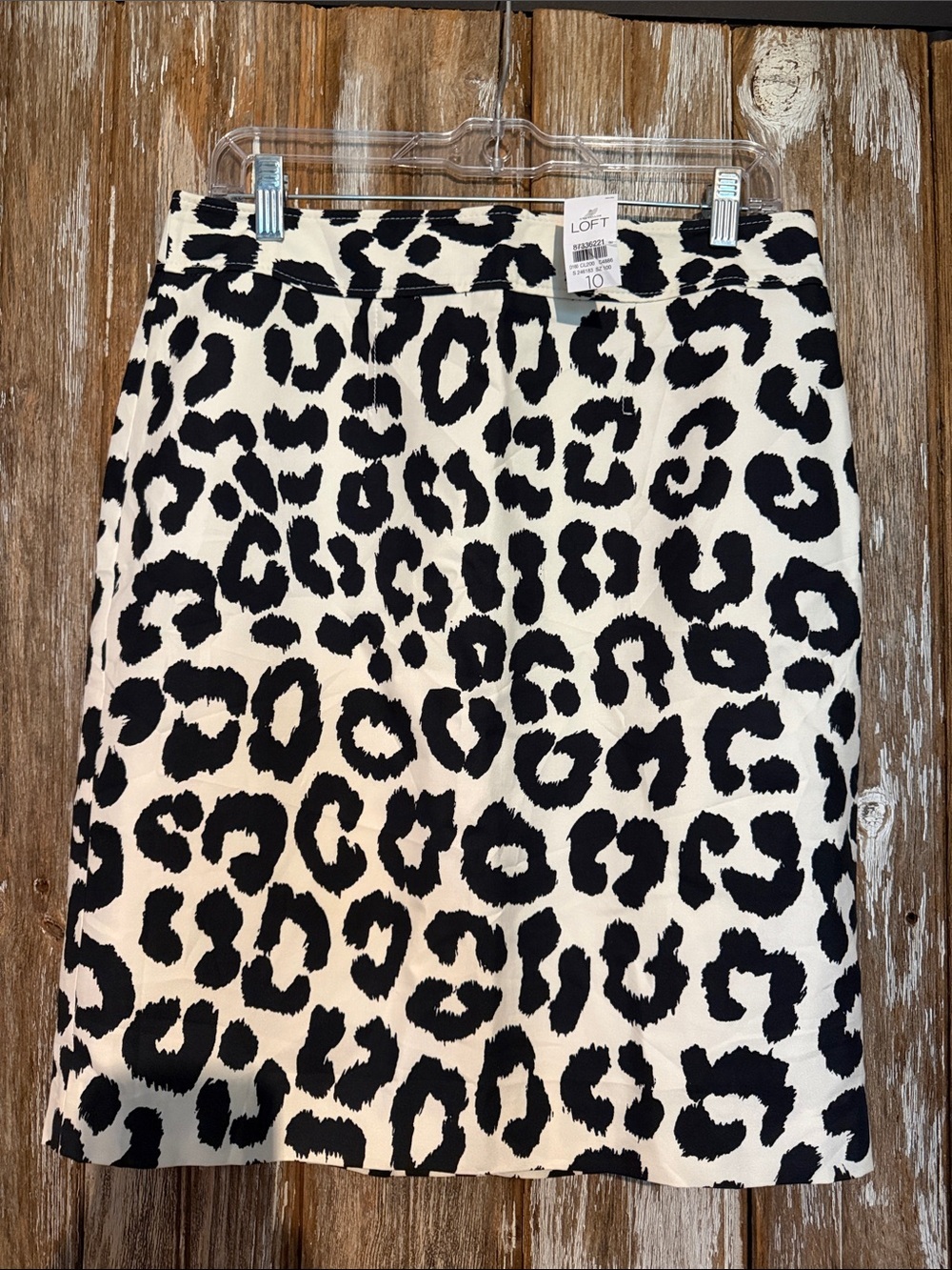LOFT Silk blend Black & White Animal Print Pencil Skirt